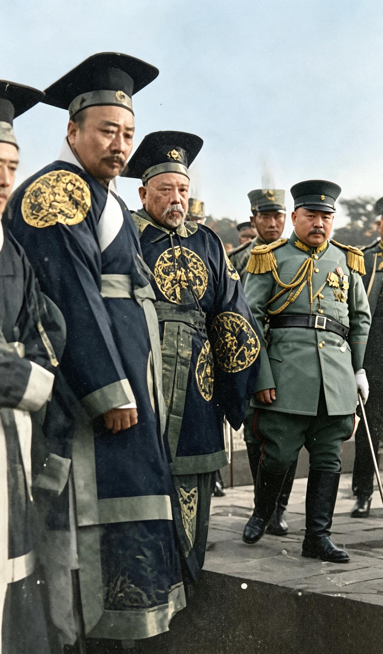 下图是袁世凯1914年天坛祭天的老照片还原（原图贴在评论区），画面中穿元帅服的正