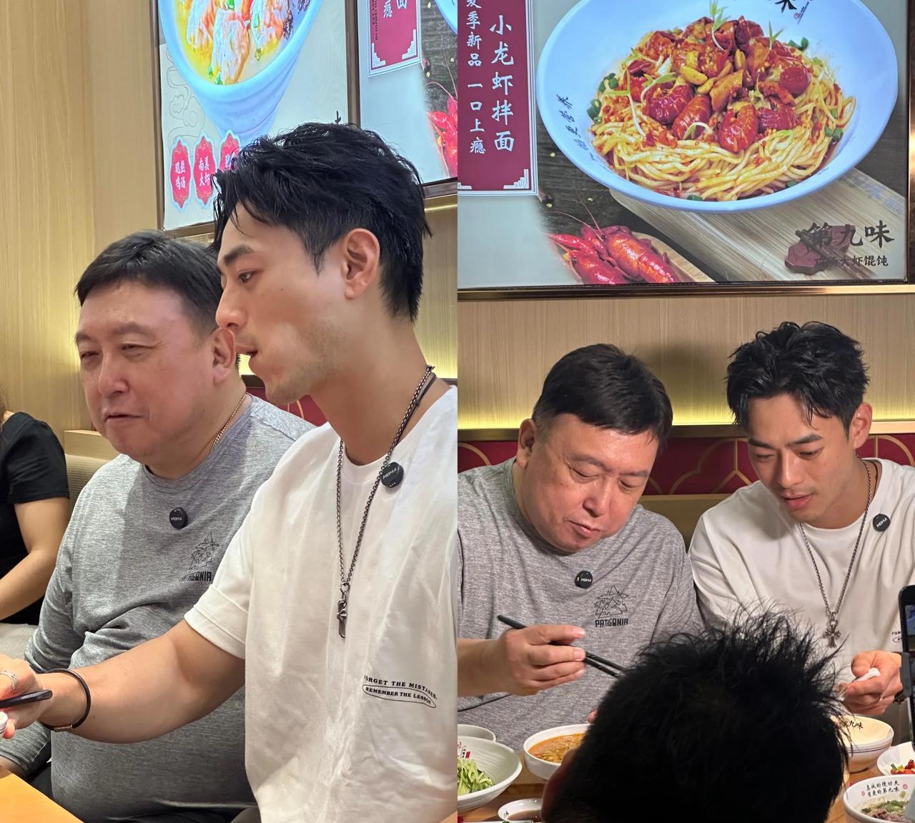 珠海吃饭偶遇导演王晶！网友在珠海某餐厅吃面遇到导演王晶，旁边的是《鸭王》男主何浩