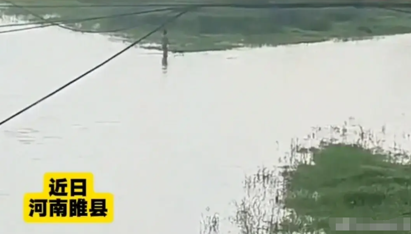 7月1日，河南商丘，一男子正在河边钓鱼。突然，“扑通”一声传来，像有啥重东西砸进