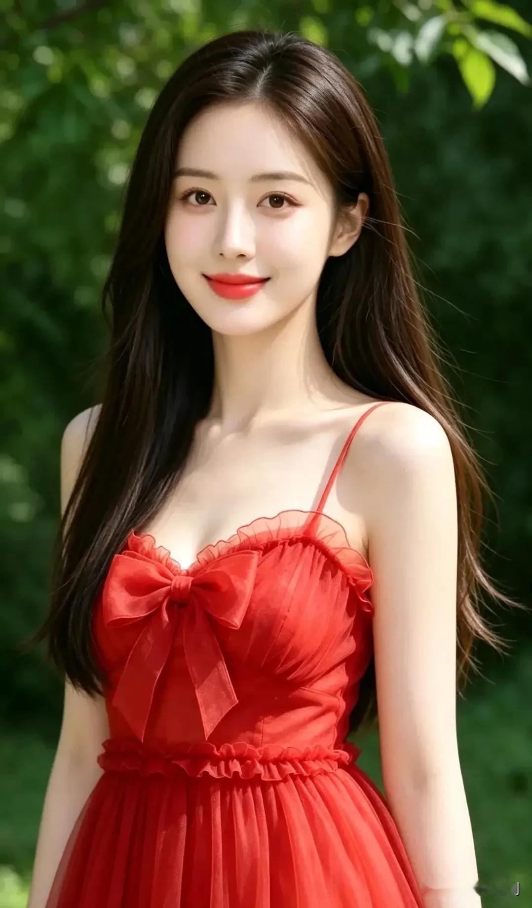 绿野之间，一抹红裙，明媚又耀眼🍃美女穿搭照穿搭展示美女穿红裙的女生