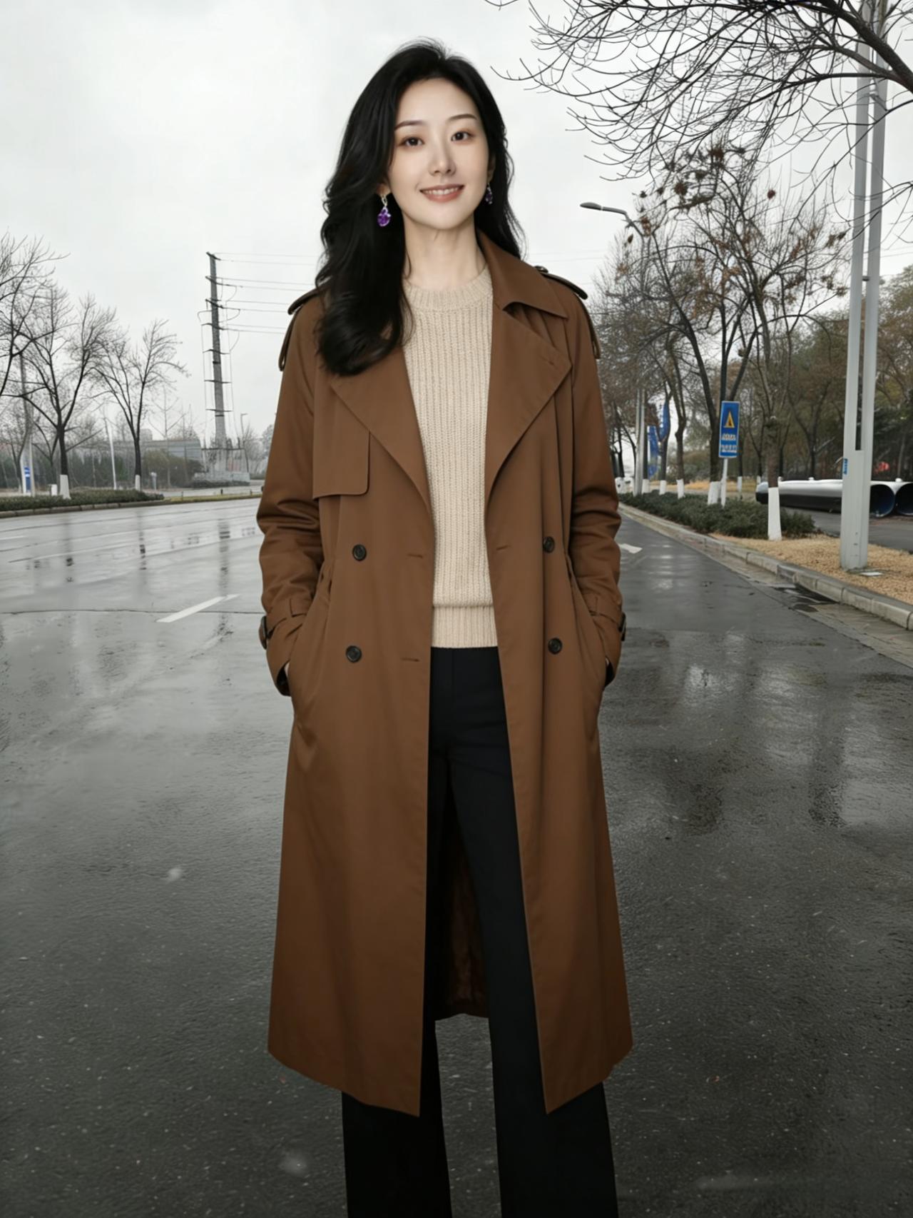 雨陌风衣凝晓露，明眸剪水照清秋。