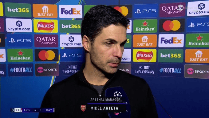 阿尔特塔: 击败拜仁会增强球员的信任;阿森纳的前路还很长