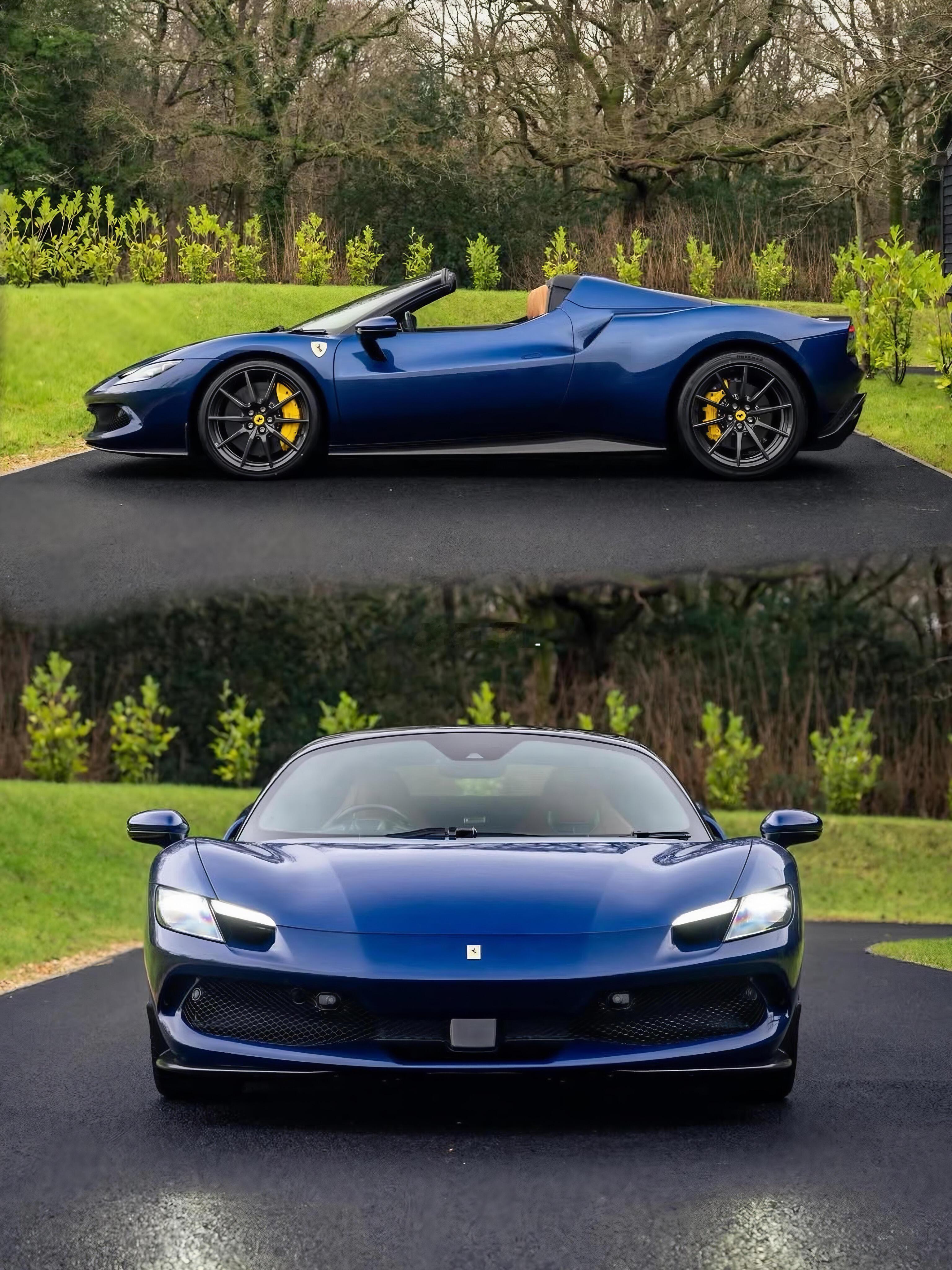 曜蓝利刃。棕魂缝线法拉利296GTS，来自马拉内罗的布鲁塞尔蓝浪漫，藏着跃马的