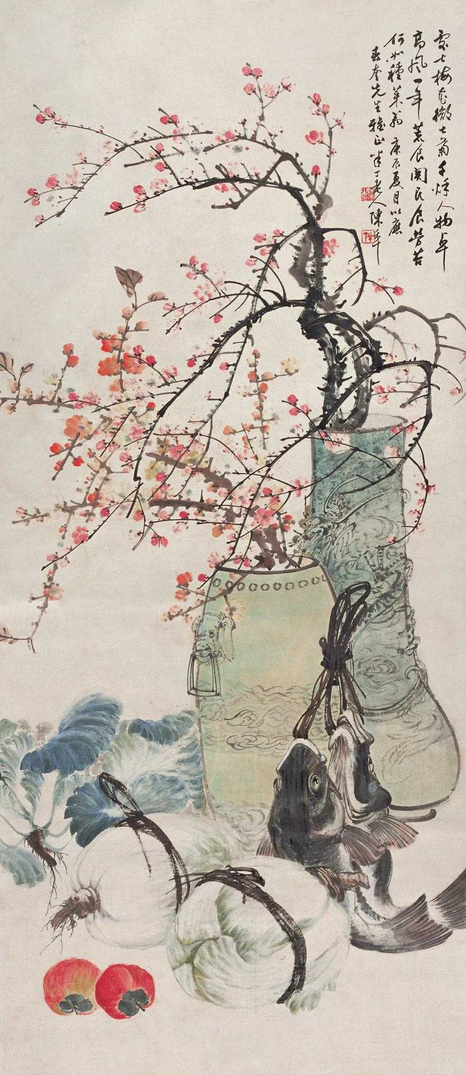 陈半丁绘画，无论是花卉、山水、翎毛、人物，还是书法、篆刻，都达到了常人难以企及的