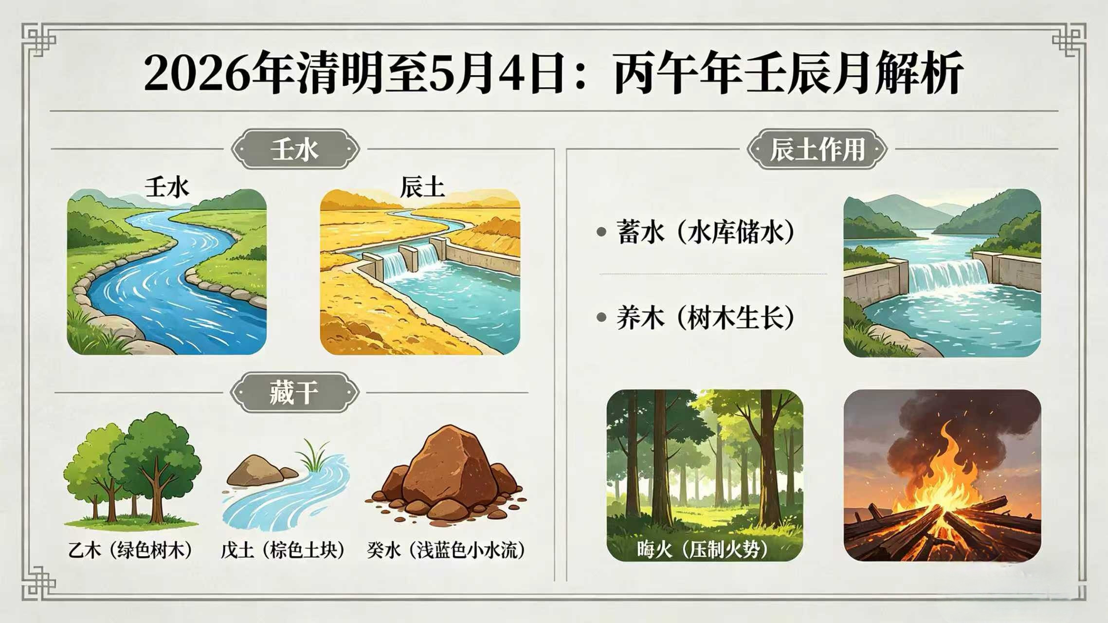 壬辰月引发的地支关系有：辰戌冲、卯辰穿、申辰合、子辰合、辰酉合以及辰辰自刑。辰