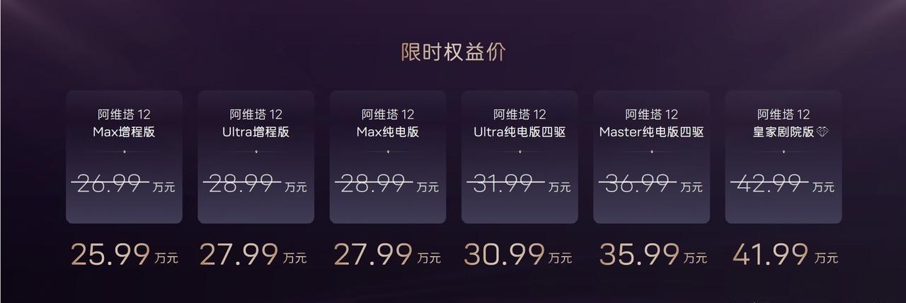 新款阿维塔12售25.99万起，华为乾崑智驾3.3+魔毯底盘+空气悬架，这个价格
