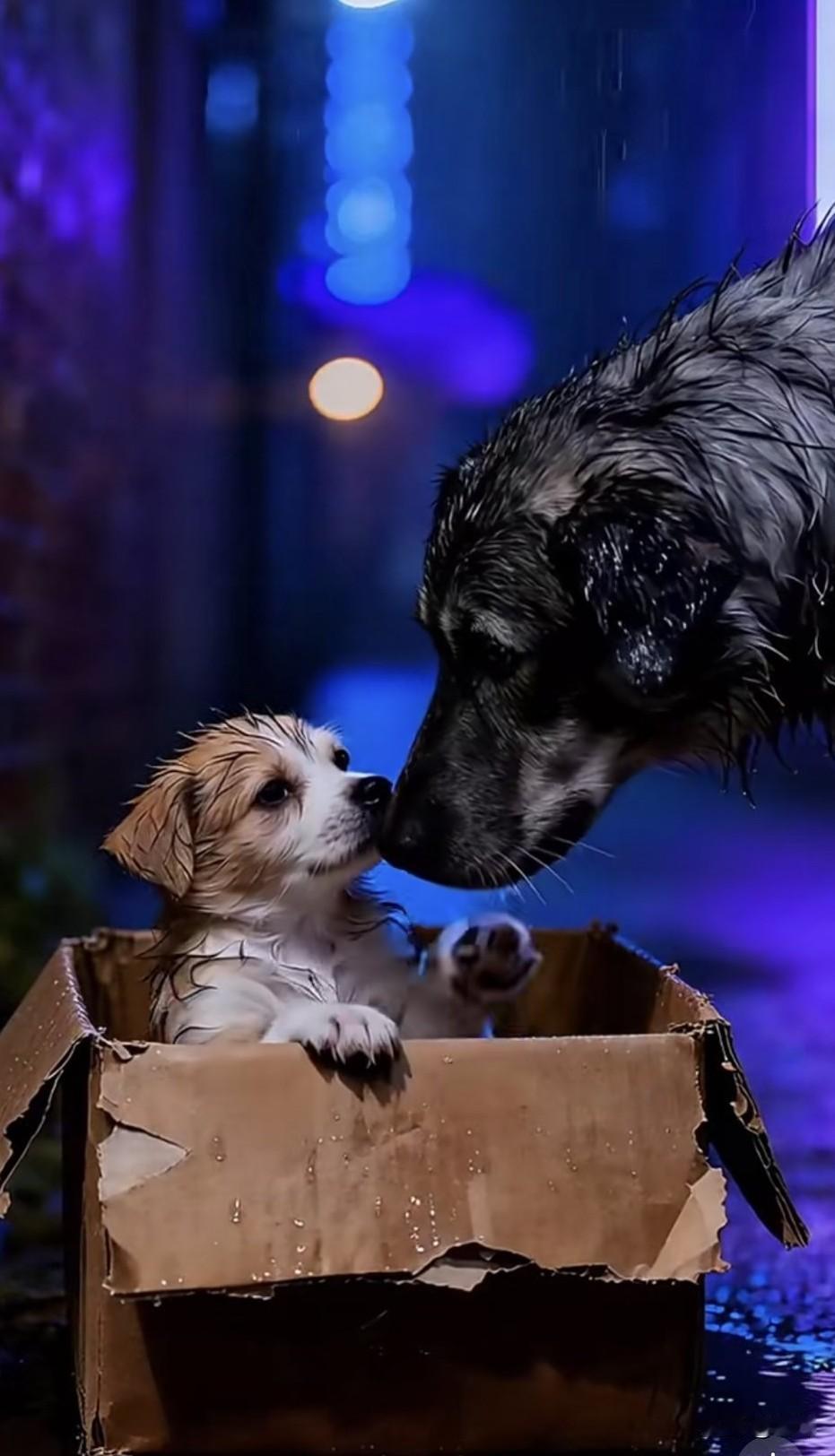 泪目了！一只流浪狗每天都在风餐露宿的流浪，这天夜里外面下着大雨，饥饿难耐的它来到