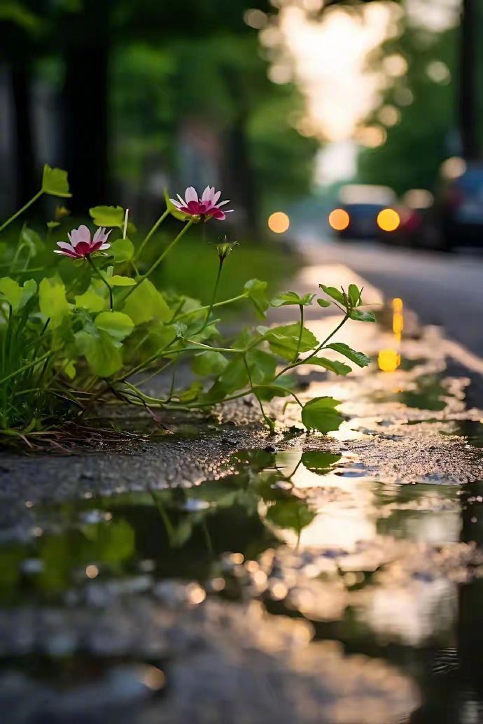 雨滴轻抚，小花绽放🌸