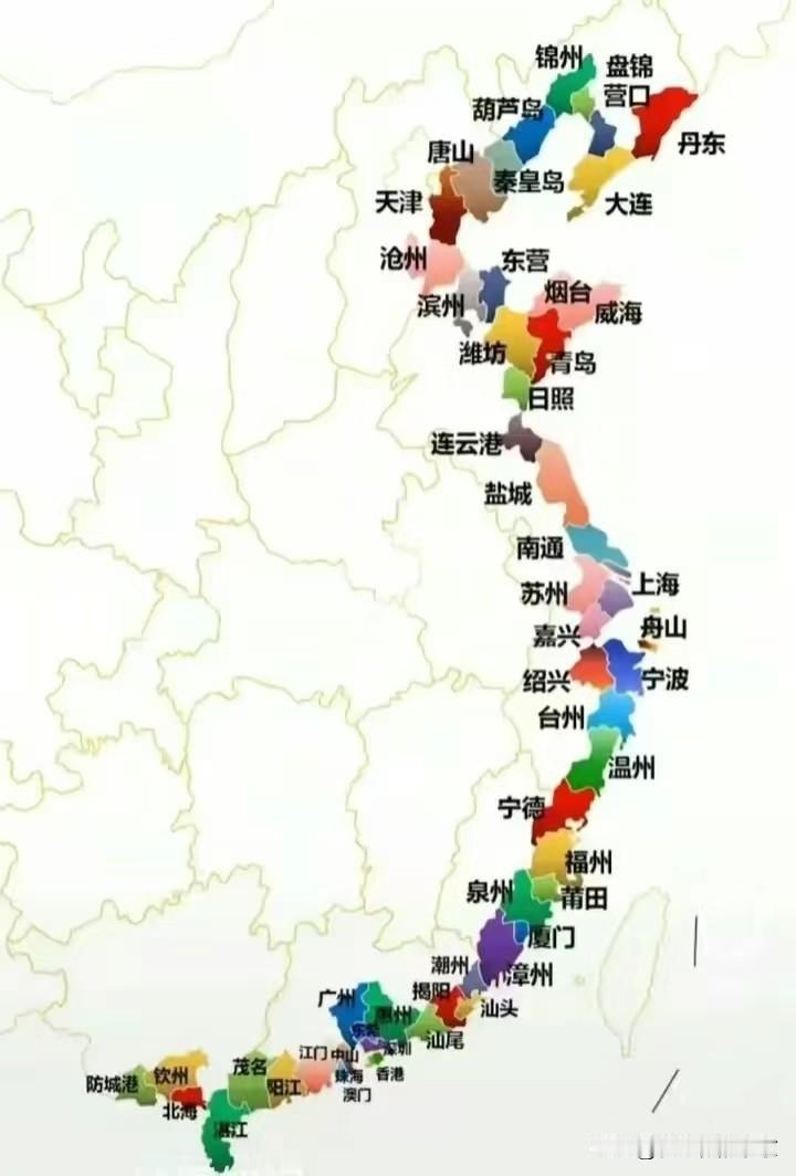 我国沿海城市一览，感触颇深！靠海岸线的城市拥有得天独厚的地理位置优