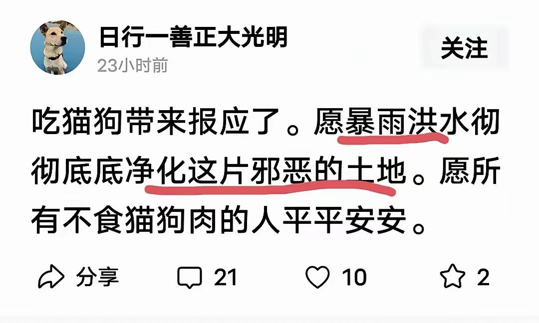“日行一善”却心怀如此大恶。“正大光明”却想让绝大多数人坠入黑暗。爱猫爱狗，