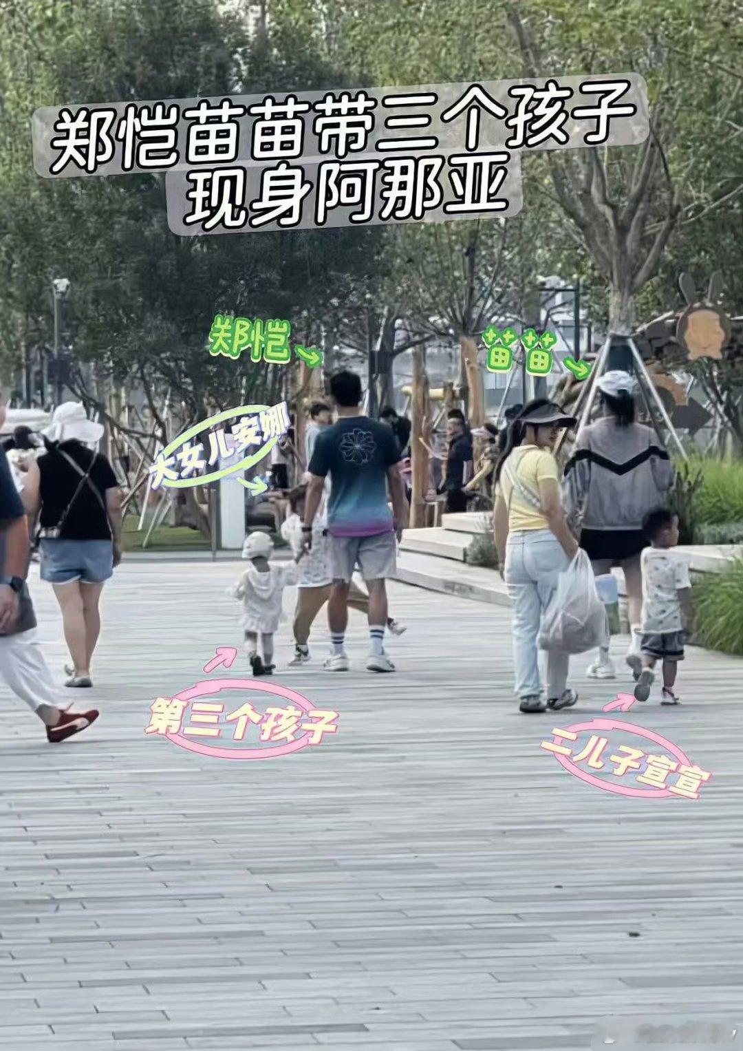 郑恺苗苗带三个孩子出行三年抱三，苗苗身体扛得住吗？不过一个巴掌拍不响，女方自己