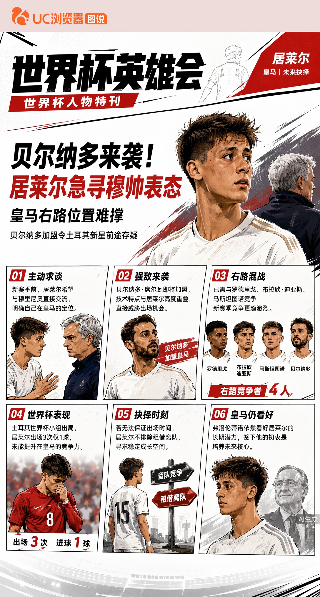 贝尔纳多来袭！居莱尔急寻穆帅表态，皇马右路位置难撑