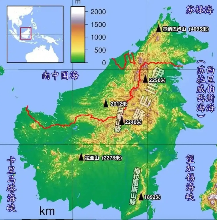 加里曼丹岛面积74万平方公里，世界第三大岛屿！由印尼、马来西亚和文莱，这三个