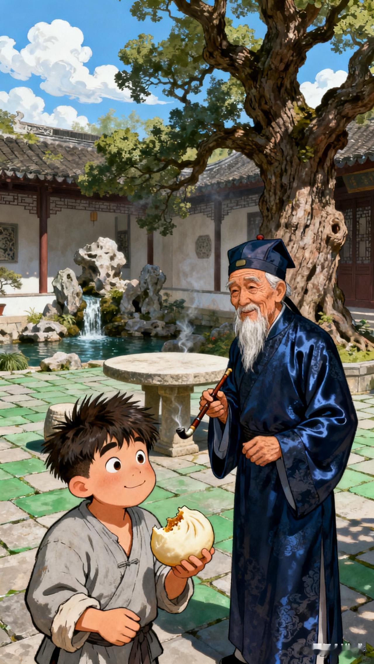 笑一笑，十年少~古时候有个老员外，儿子憨直不懂礼节，老员外便请了一位先生教他说