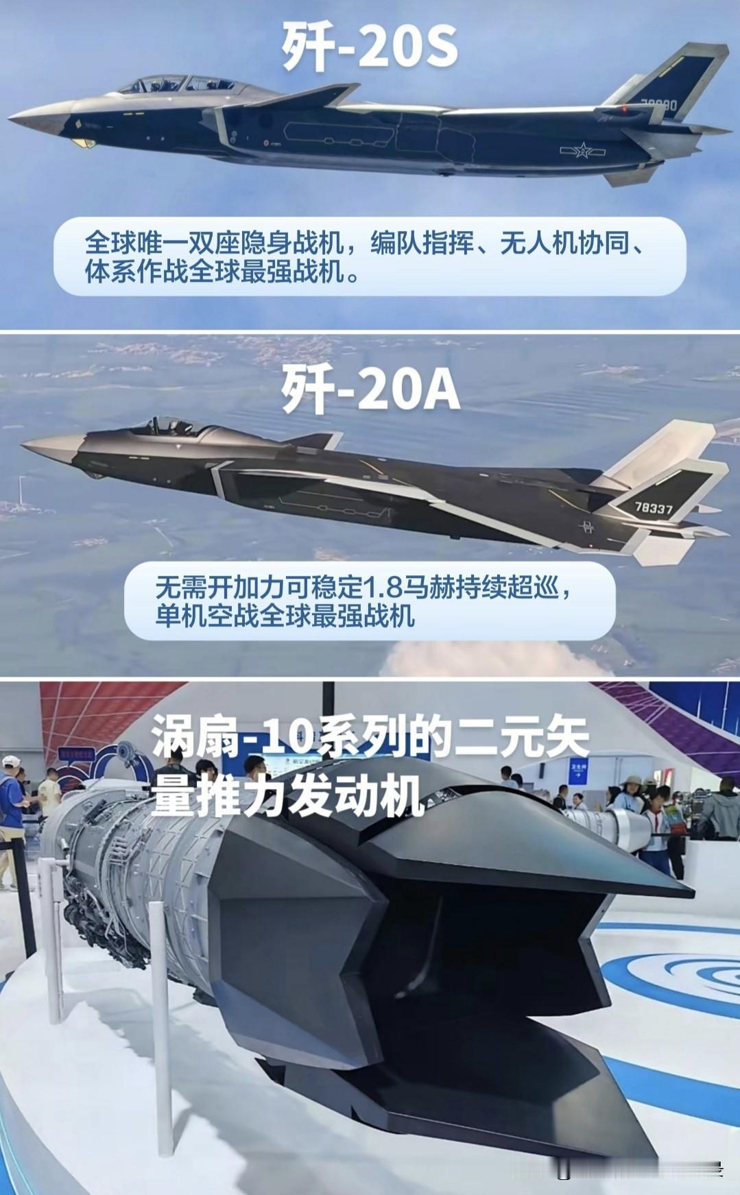 如图，这是我见过最清晰的歼-20A和歼-20S的图片了。歼20A无需开加力可