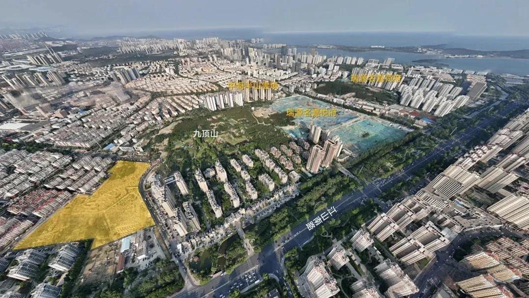 黄岛区中心城区九顶山北侧的77亩住宅用地，今天被中海摘得，楼面地价7999元，总