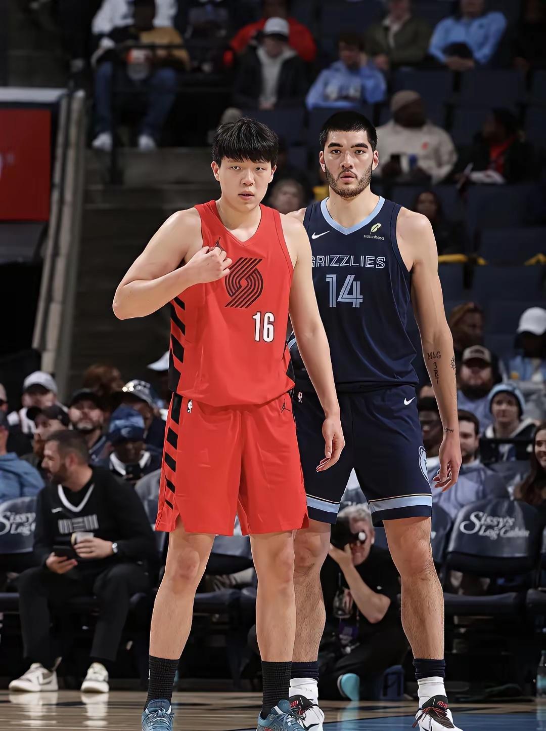 杨瀚森的身高从这张图来看，杨瀚森肩高基本和周志豪一个高度，两人身高差基本就是2—