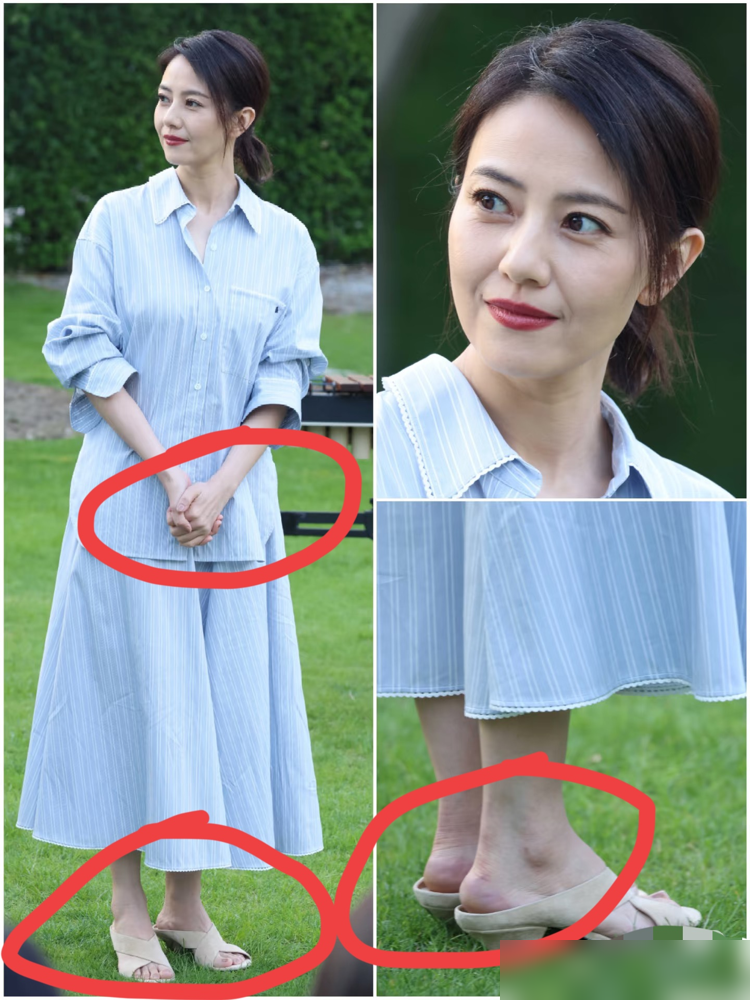 盯着46岁女人的脚后跟找优越感，这届网友算把闲字玩明白了。高圆圆穿个露跟凉鞋，脚后跟几条皱纹硬是被嘲