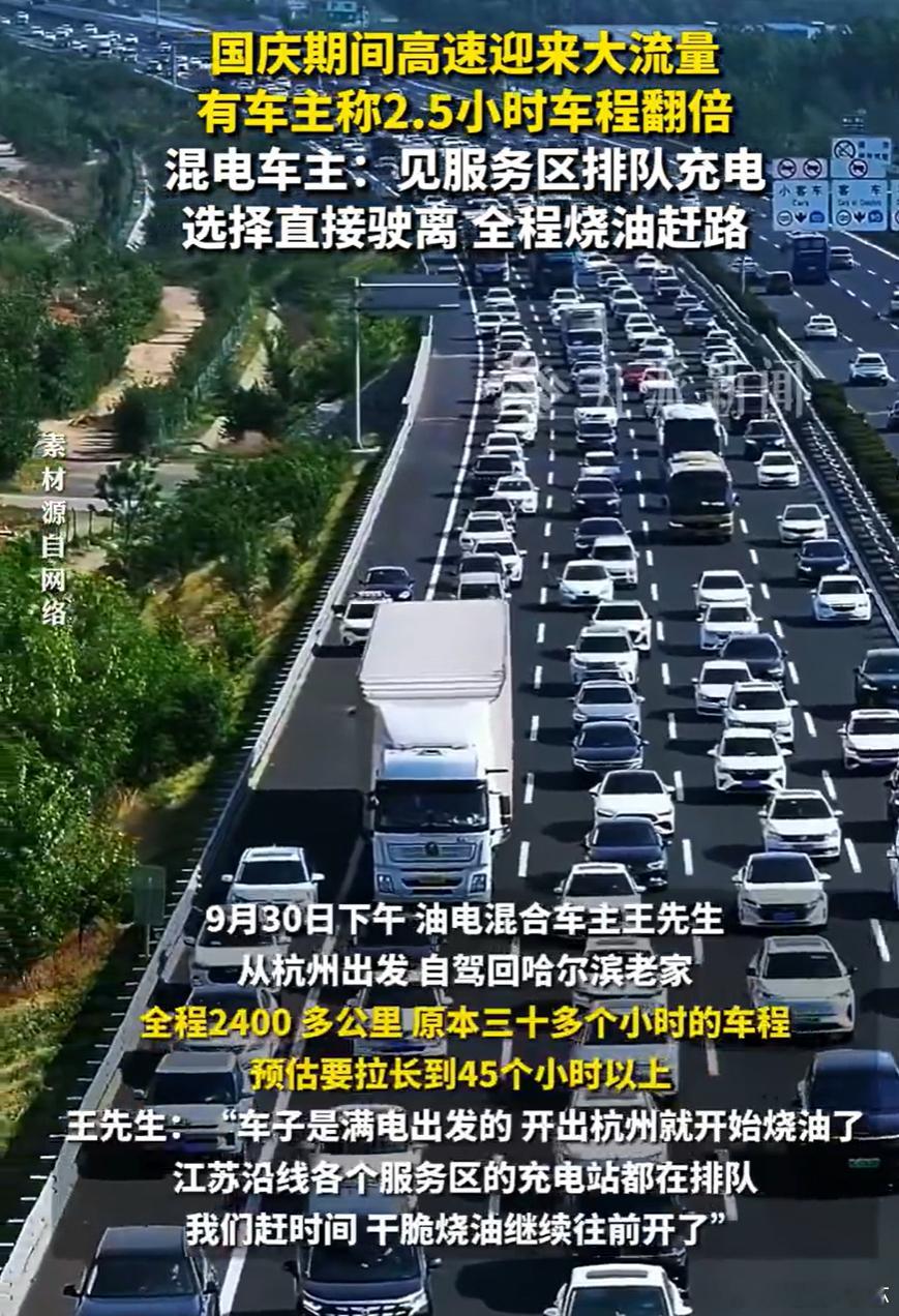 充电站排队烧油赶路混电车主发声国庆高速最堵的居然是服务区充电桩。混动车主确实聪