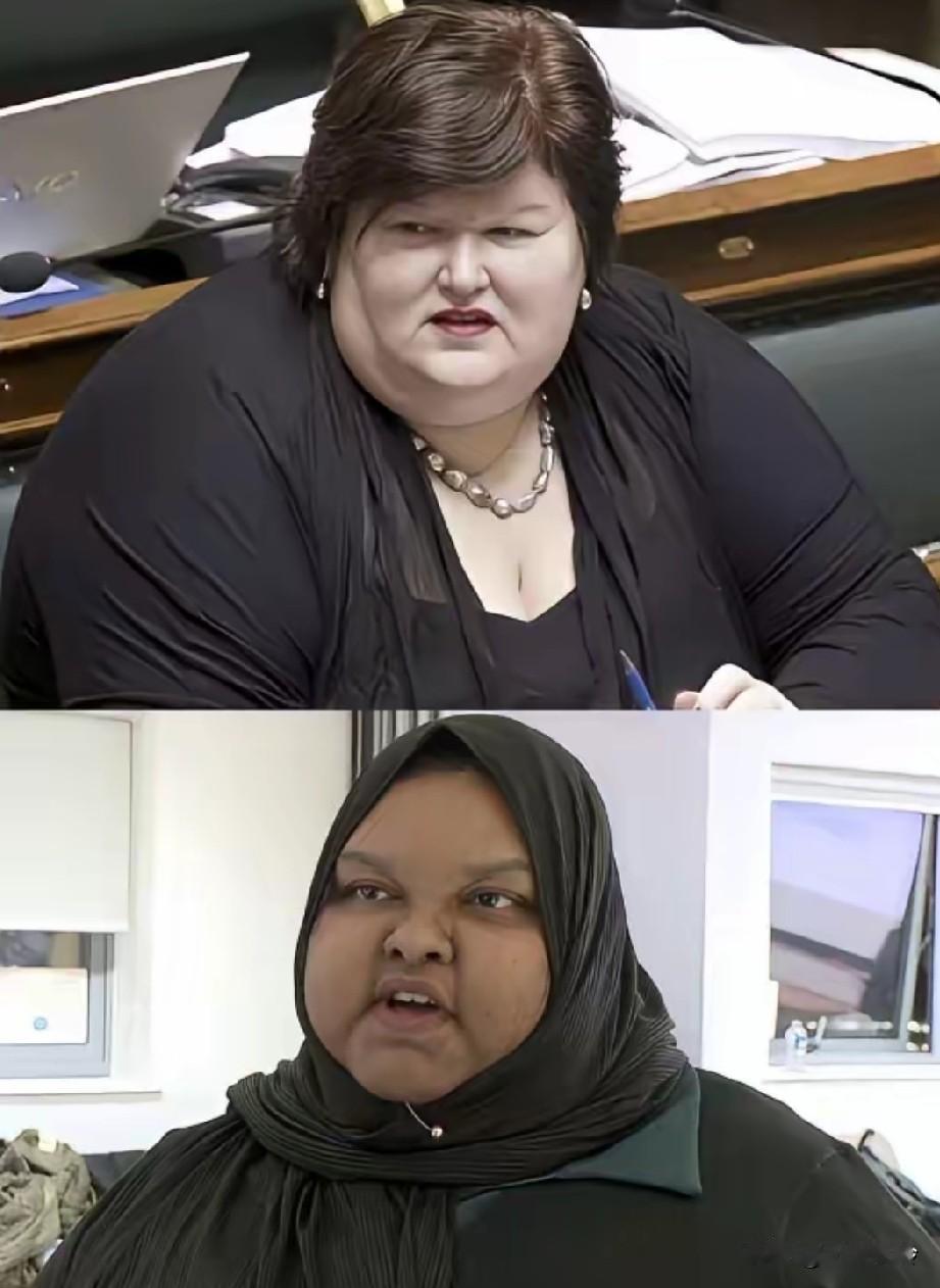 两个150多公斤的女人，一个是比利时卫生部长，一个是英国健康大使！看着就特别健