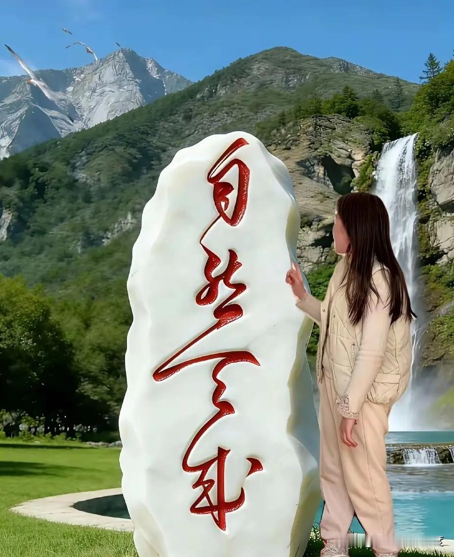 大家看看这石碑上的四个大字！写得那叫一个行云流水，狂草的魅力就在这儿，看着就让人