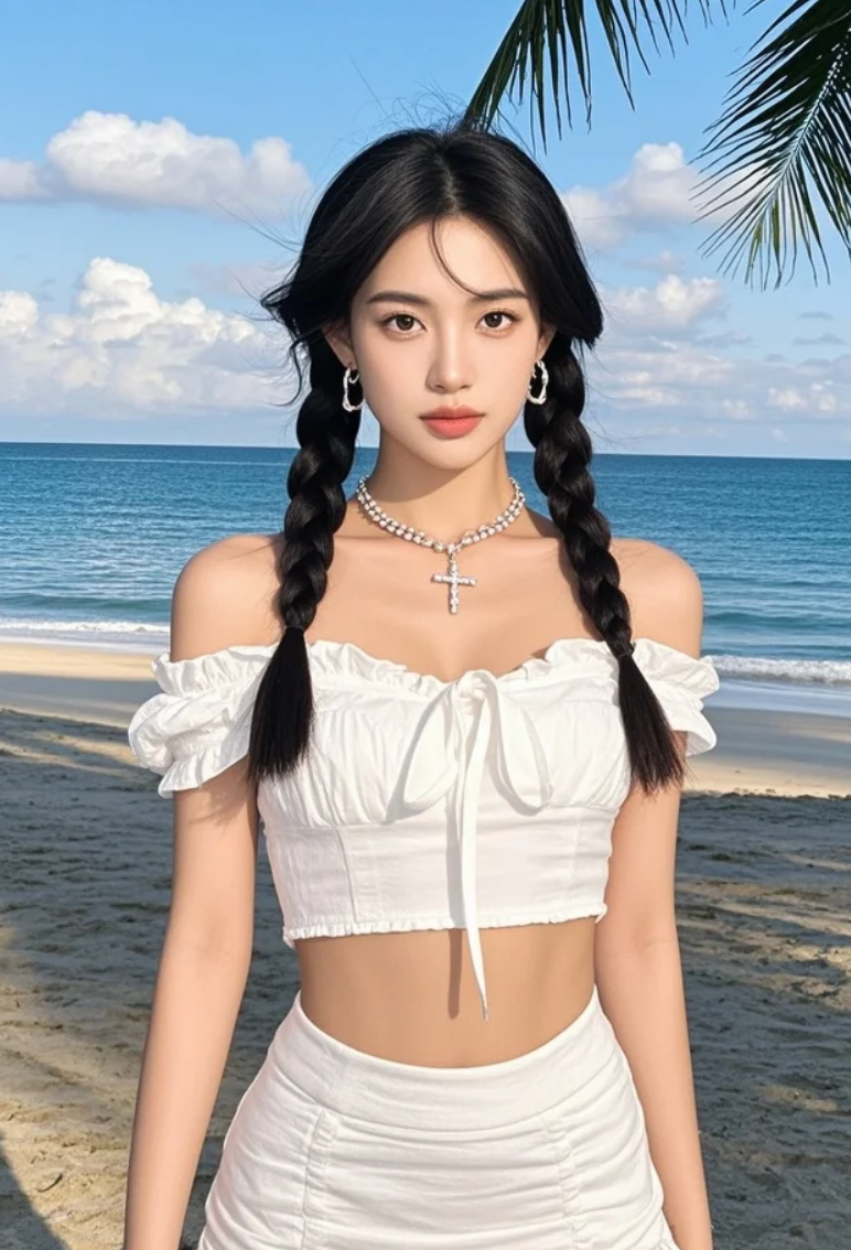 海风拂面，她与浪花共舞黄昏