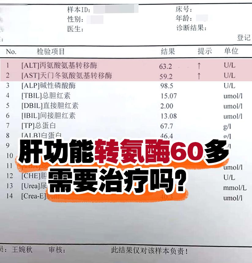 肝功能转氨酶60多需要治疗吗？。前两天在门诊接诊了一位患者，乙肝小三阳...