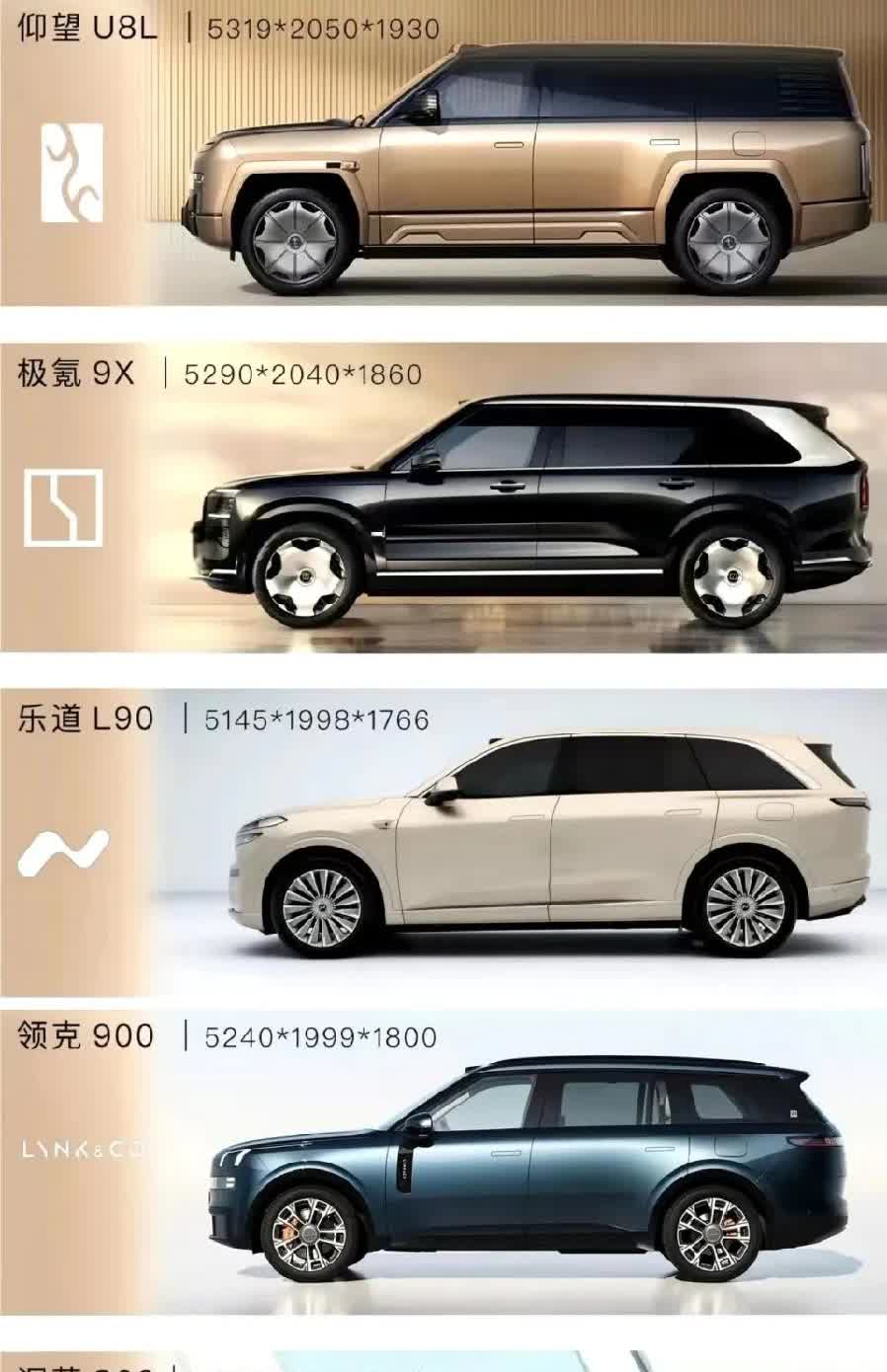 如果不考虑价格和品牌，仰望U8L，极氪9X，乐道L90，领克900，深蓝S09和
