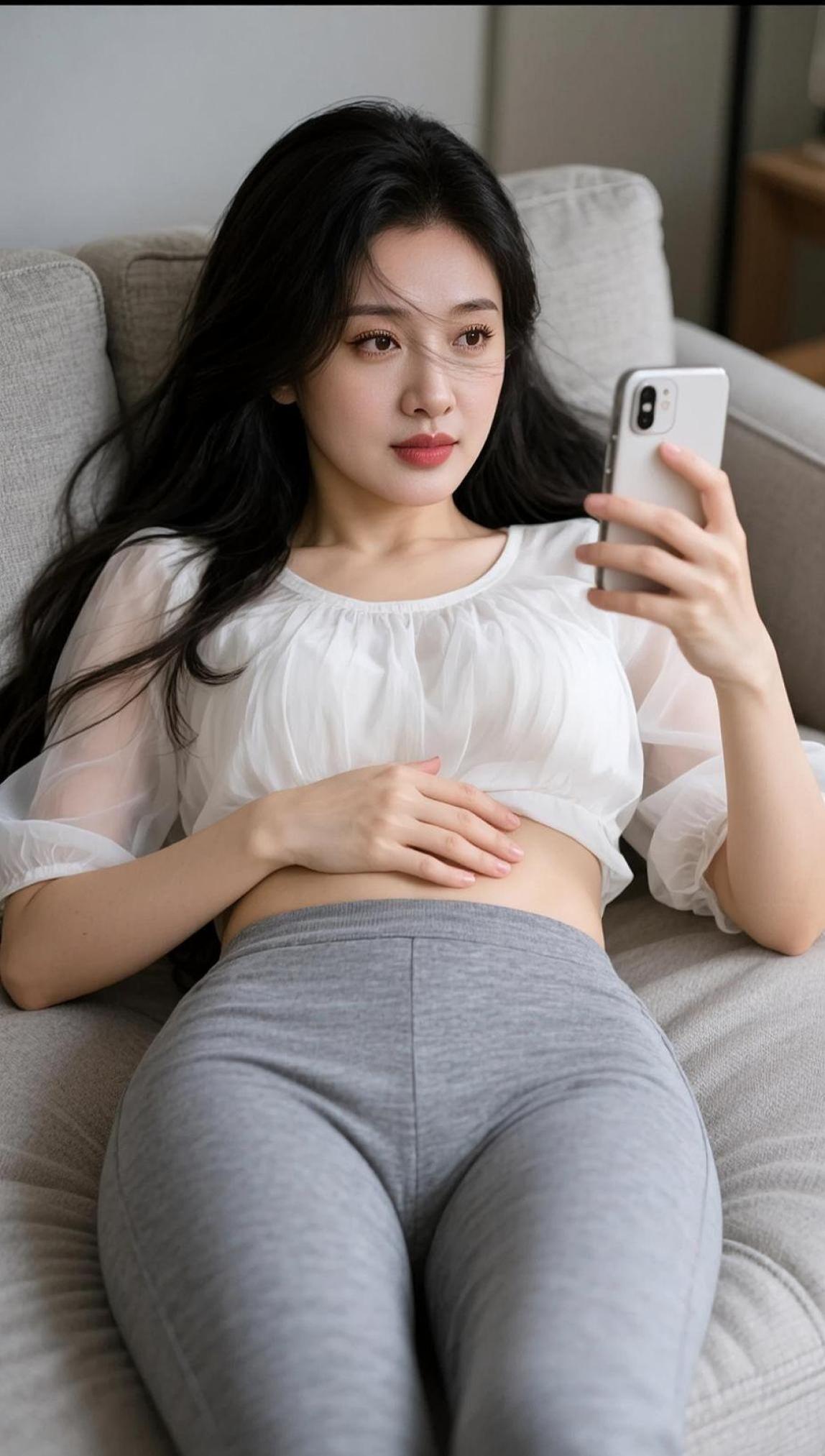 AI沙发自拍风抖音ai创作颜值在线自然美景甜美写真