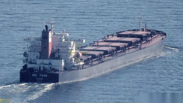 当地时间4月12日，瑞典海岸警卫队在南部海域扣押了巴拿马籍散货船“HuiYu