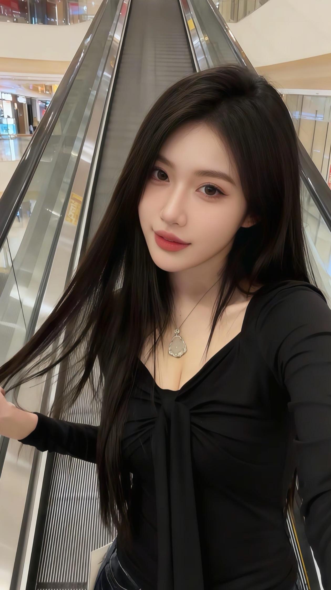 身材高挑的女子正在自拍