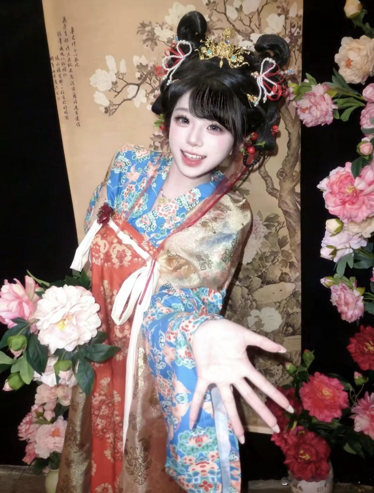 古风美人，花间仙子，笑靥如花古典汉服美人