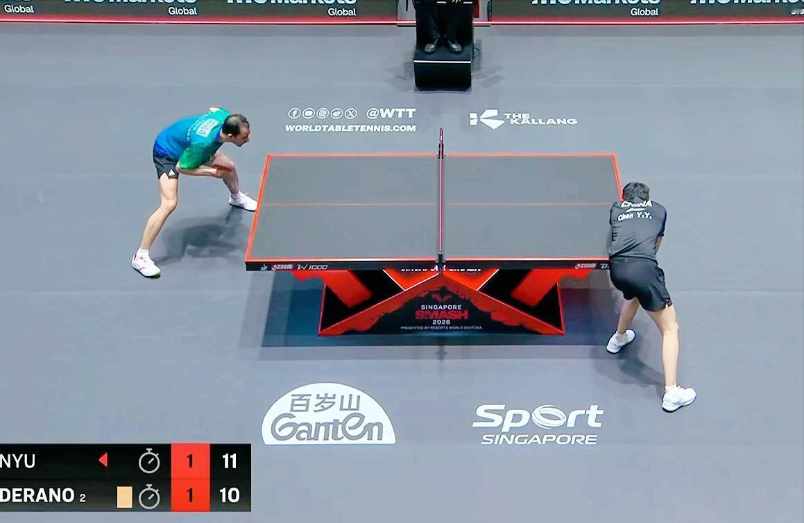 笑死我了！雨果擦桌子吃到了一张黄牌。陈垣宇打的太好了，第一局虽然5:11