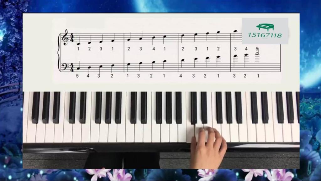 打开 【久音盒钢琴】钢琴小白的福音: c大调音阶在2个八度内的指法