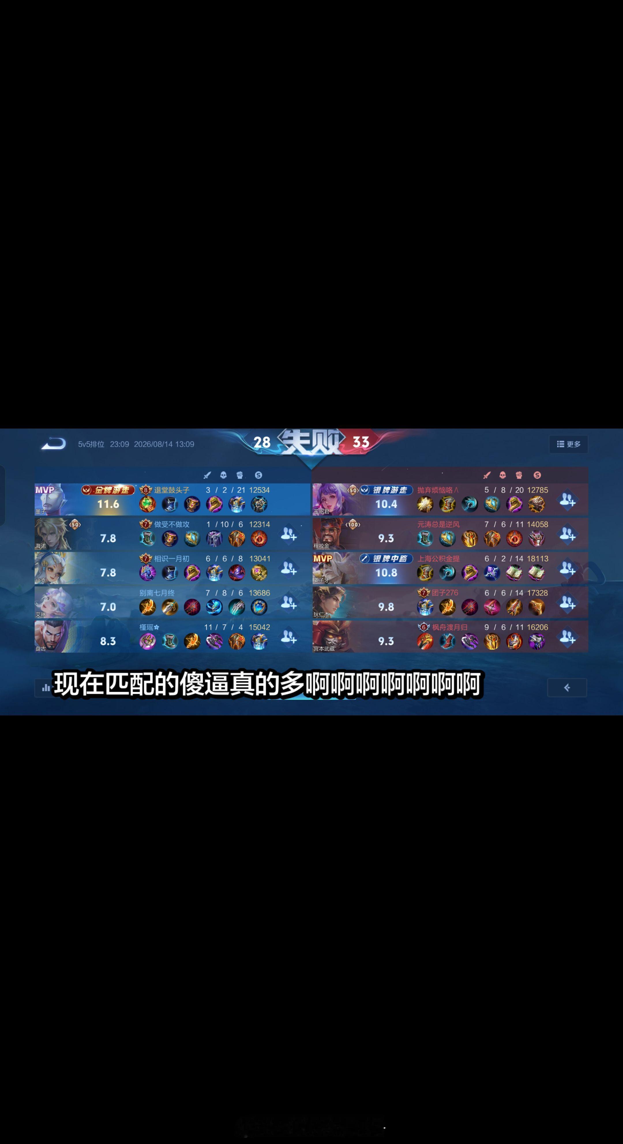 王者荣耀打了一晚上王者，心态快崩了。队友操作看得我血压飙升，连输好几把，不想玩了