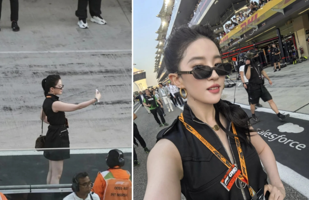 12月7日，刘亦菲现身阿布扎比观看f1赛事，被路人拍到的镜头身材很不好，腿型特别