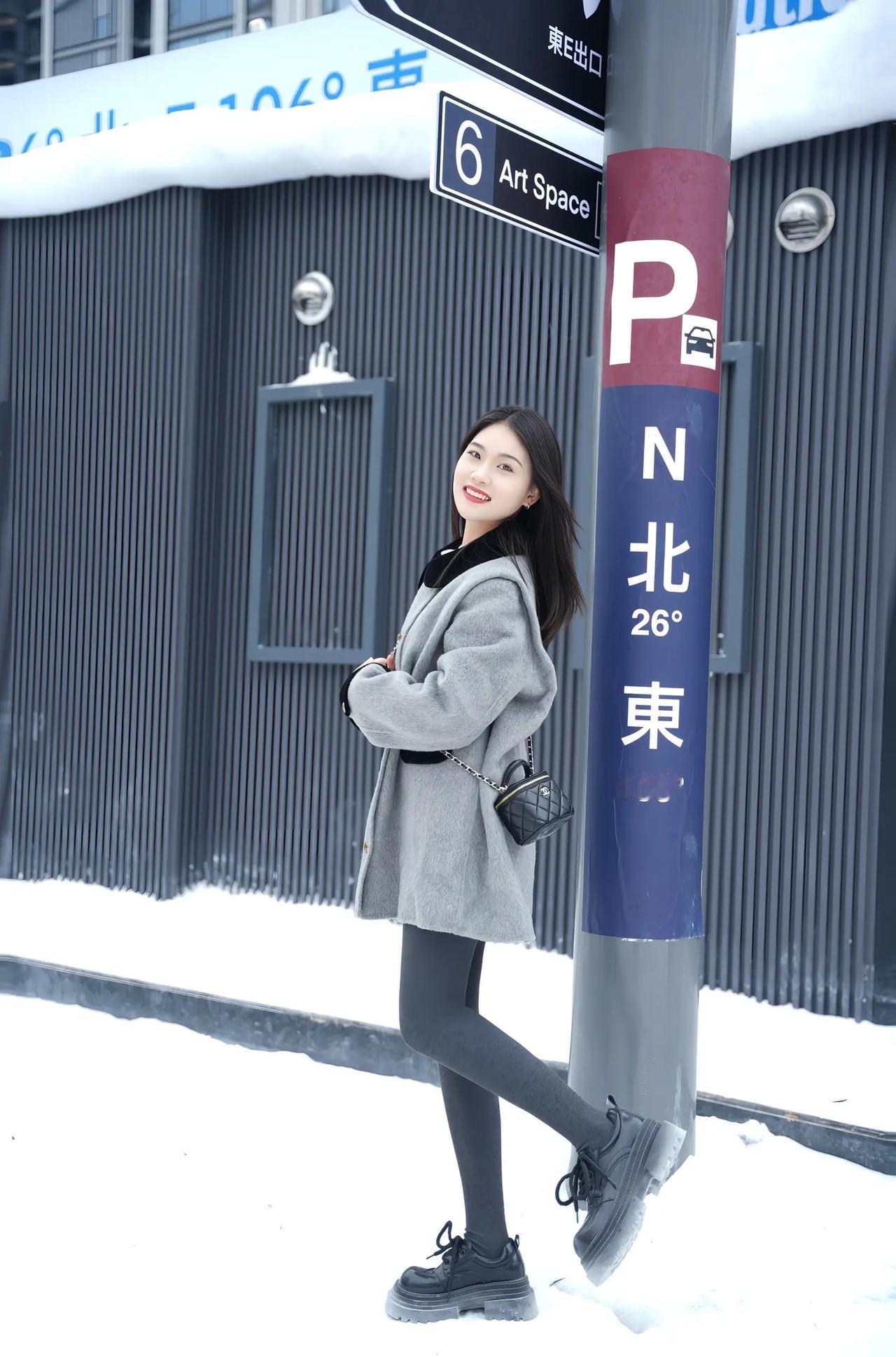 雪中倚柱立，笑看东风吹。