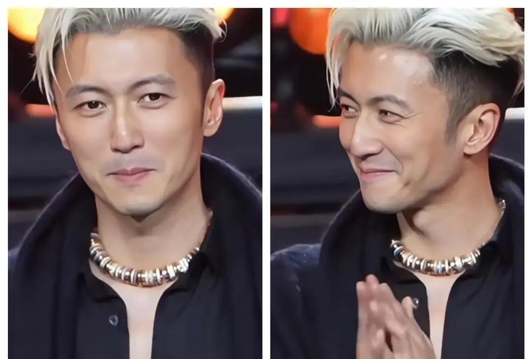 谢霆锋微博之夜2025现场弹吉他唱《黄种人》，一身黑西装配墨镜，帅得全场尖叫。