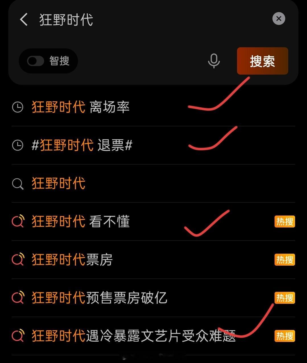 狂野时代最近都没有正面热搜了