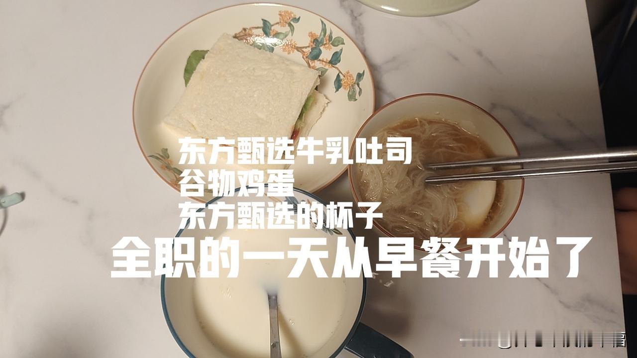 这是孩子今天的早餐。自制汉堡。一个煎蛋，一片生菜叶，两片东方甄选的吐司，他不