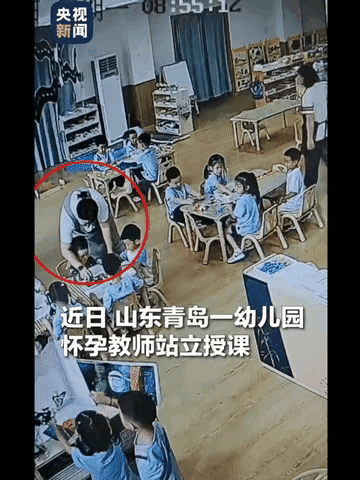 青岛萌娃火了！给怀孕老师搬椅子获央视点赞，网友：这波操作满分青岛某幼儿园一