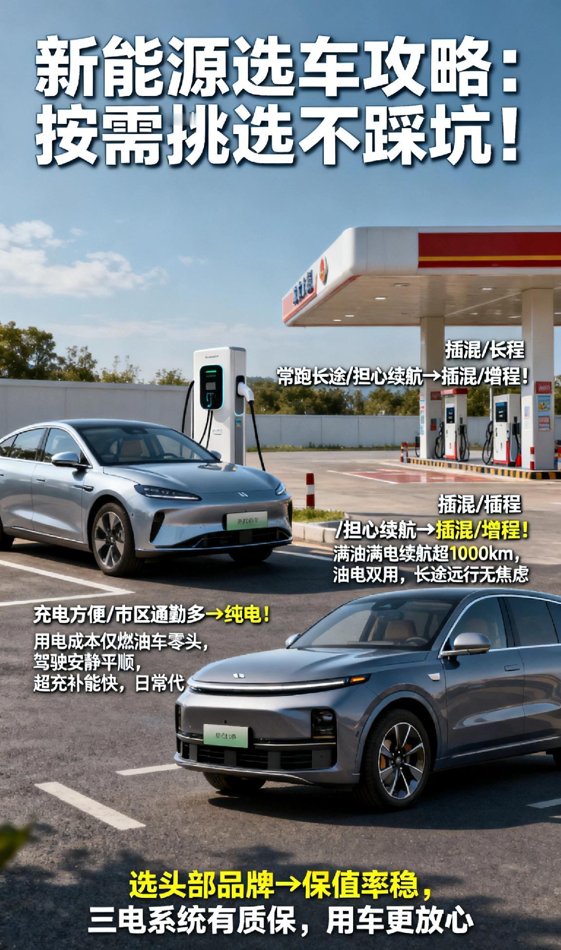 新能源选车攻略来了，按需挑选不踩坑！🔋充电方便、市区通勤多？果断首选纯电！