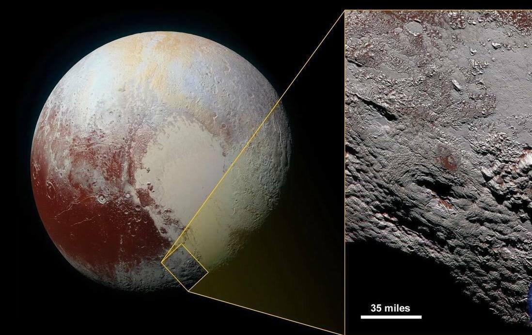 丹增山脉被认为是冥王星上最高的山脉。山峰高出周围平原6.2公里。