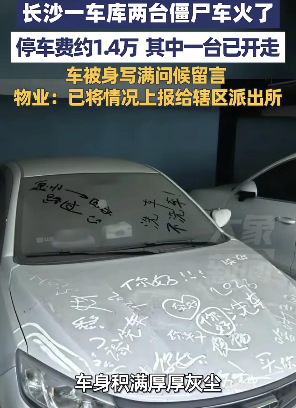 湖南长沙一地下车库两辆僵尸车火了，其中一辆停了三个月，车身布满灰尘，而且还有不少