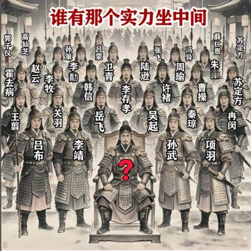 你们觉得历史武将中，谁有资格坐在最中间？