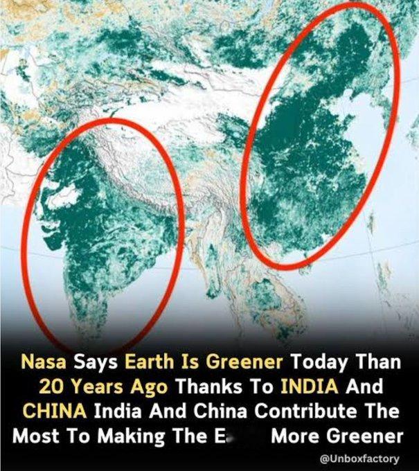 根据NASA从1982–2023年的卫星记录，地球的绿化速度达到了有记录