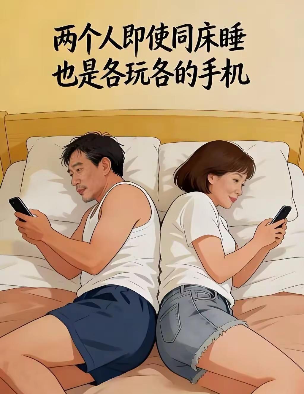 和手机分床睡夫妻互相看手机
