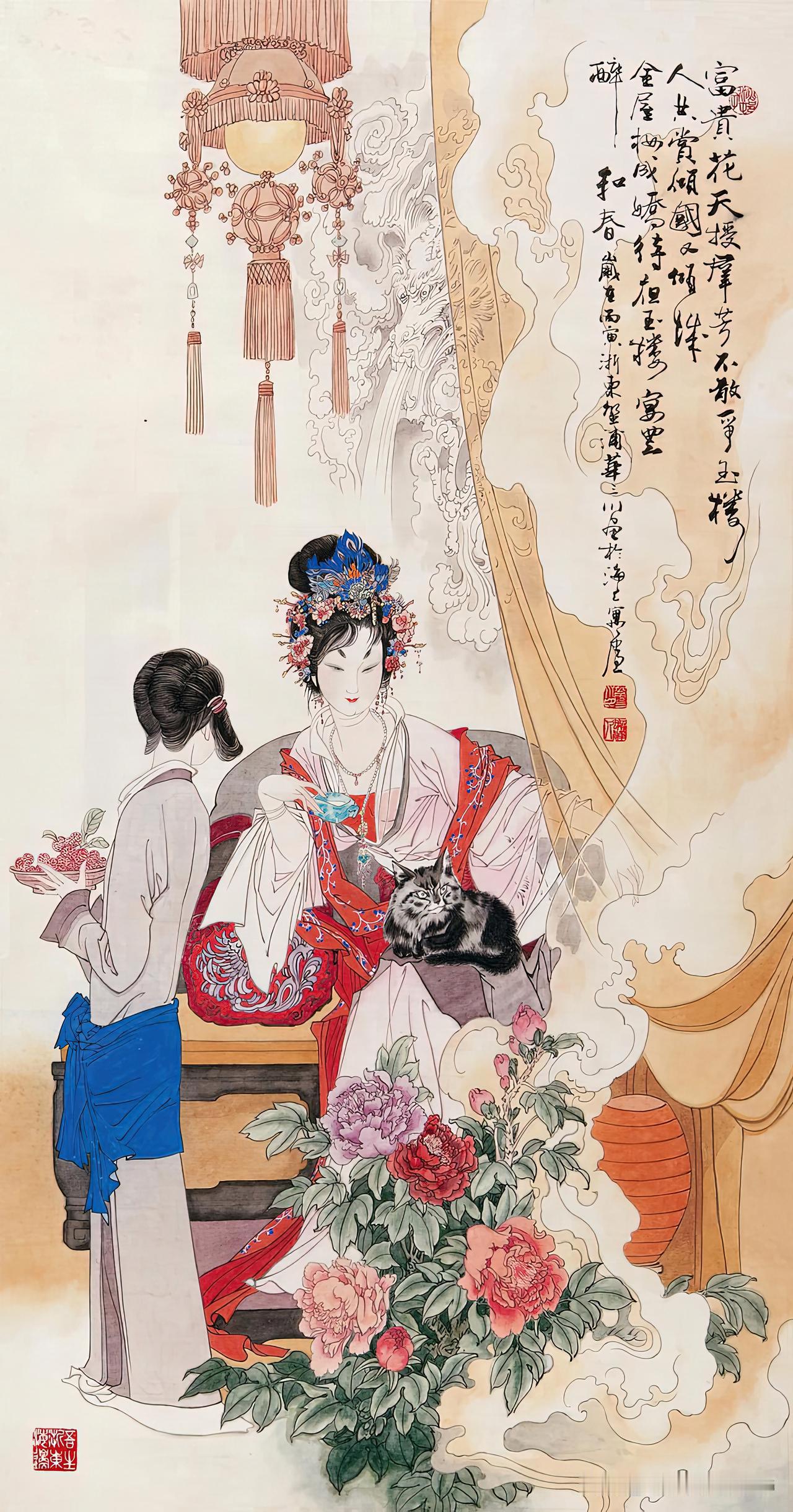 分享大师作品：新百美图雍容华贵、清丽脱俗笔精色雅、仪态万千