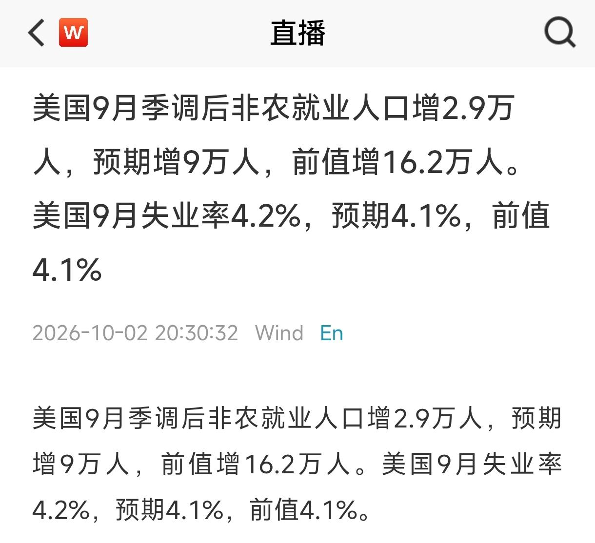 好消息啊，美国9月非农就业数据远不及市场预期和上月情况，10月加息概率又降下去了
