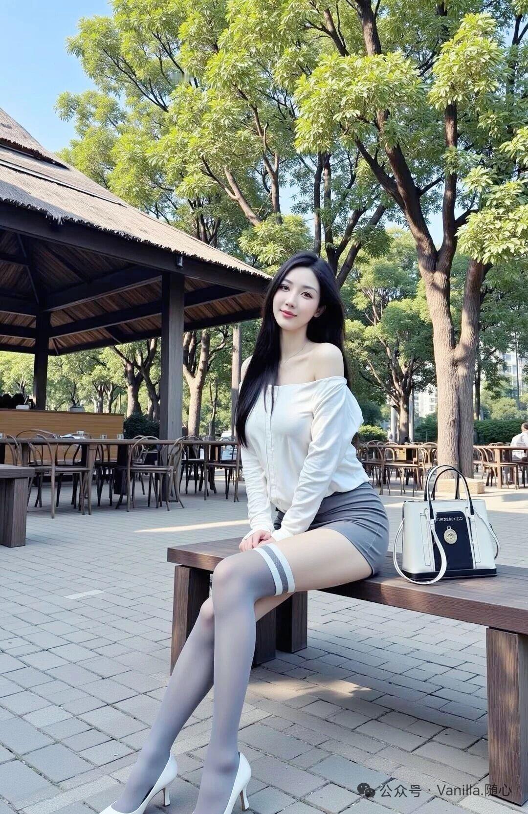  晴日树荫下，白衫灰裙，温柔藏在慢时光里。